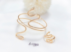 Gold Snake Bracelet Ring Set