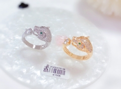 Artificial gemstone leopard ring