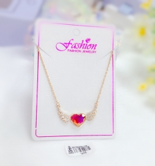 Heart-shaped wings red zircon necklace