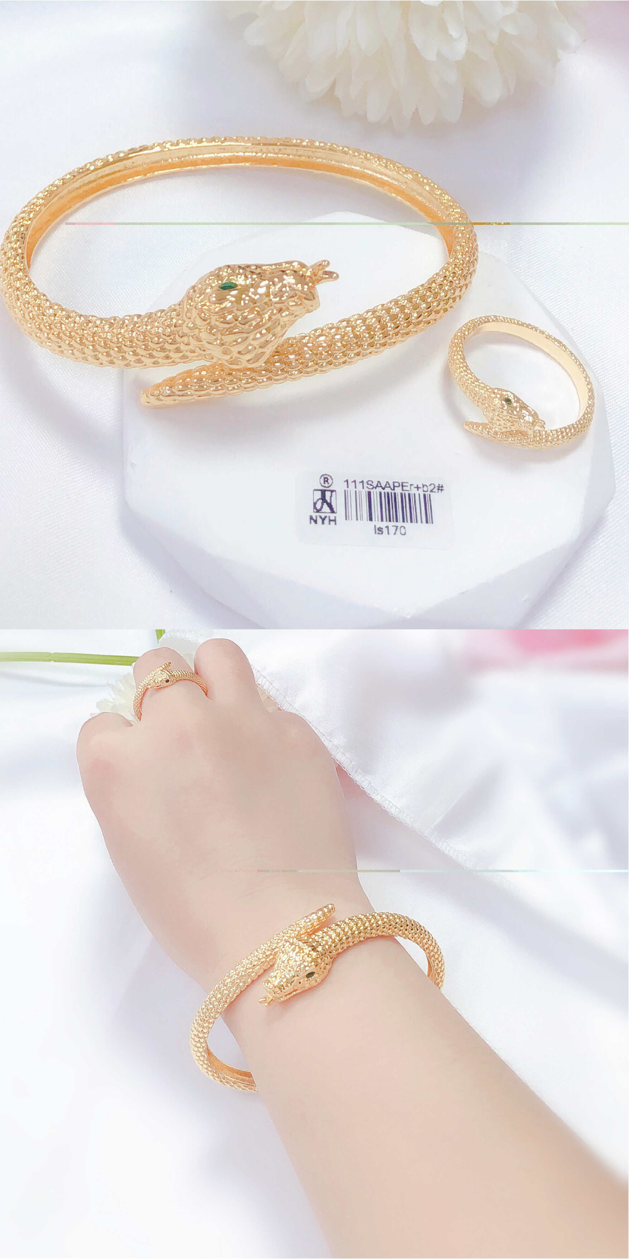 Gold Snake Bracelet Ring Simple Set