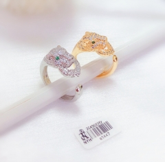 Artificial gemstone leopard ring