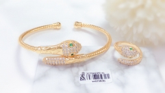 Gold Snake Bracelet Ring Set