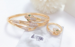 Artificial Gemstone Bracelet Ring Gold Set