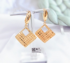 Gold Square Hollow Drop Earrings