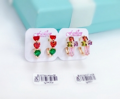 Colorful zircon gold earrings