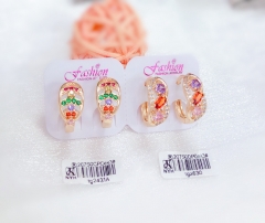 Colorful zircon gold dazzling earring