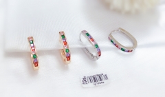 Colorful Zircon Silver/Gold Earring