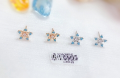 Pentagram Blue Zircon Earrings