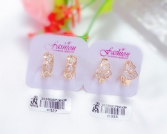 Artificial gemstone shiny earrings