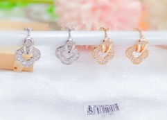 Hollow style white zircon earrings