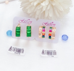 Colorful Zircon Gold Earring