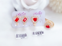 Red color zircon style gold earrings