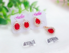 Red zircon gold earrings