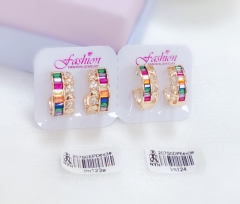 Colorful Zircon Gold Earring