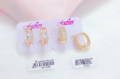 Gold style white zircon earrings