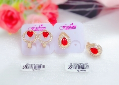 Red zircon style gold earrings