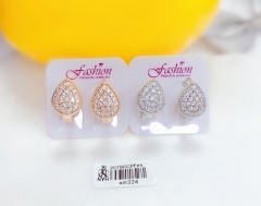 Oval style full zircon earrings