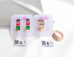 Colorful Zircon Gold Earring