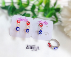 Red and blue color style earrings