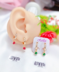 Artificial gemstone pendant earrings