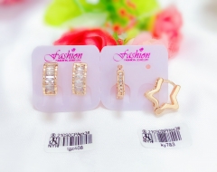 Artificial gemstone gold earrings