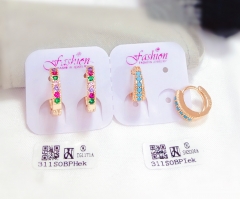 Colorful Zircon Gold Earring