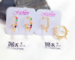 Colorful Zircon Gold Earring