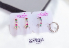 Colorful zircon shiny smooth earring