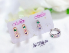 Colorful Zircon Silver/Gold Earring