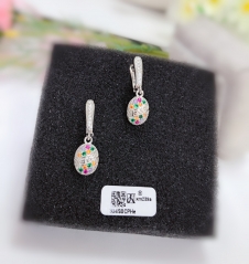 Colorful Zircon Silver Earring