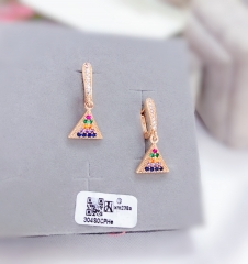 Colorful Zircon Silver Earring