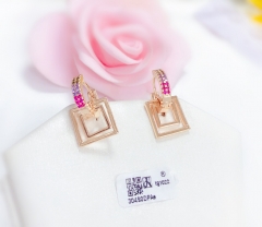 Hollow out, square colored zircon earrings