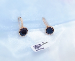 Black zircon gold earrings