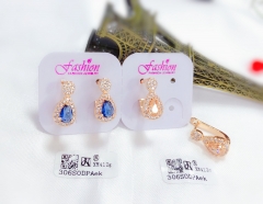 Blue and orange color zircon earrings