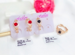 Red and black zircon shiny earrings