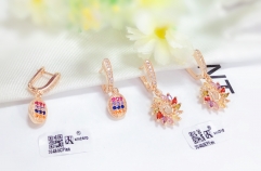 Colorful Zircon Gold Earring