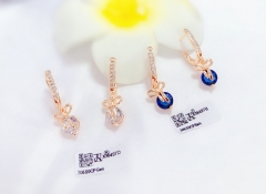 Blue/White Zirconia Trendy Style Gold Earrings