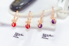 Red/purple zircon bow pendant earring