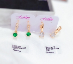 Green/White Zirconia Drop Earrings