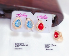 Bule/red zircon high-end earrings