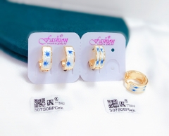 Blue pattern white epoxy popular earrings