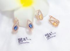 Bule and gold color shiny earring