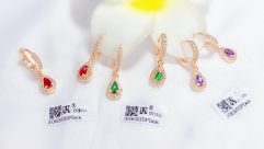 Colorful Zircon Gold Shiny Pendant Earring