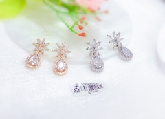 Flower drop shaped pendant earrings