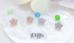 Colorful Zircon Silver Copper Stud Earring