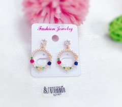 Colorful Zircon Gold Stud Earring