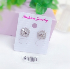 Artificial jewel silver stud earrings