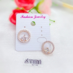 Hollow full zircon style rose gold earring