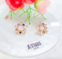 Colorful Zircon Gold Stud Earring