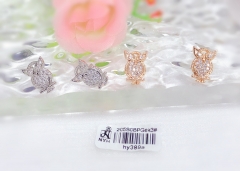 Owl-shaped artificial jewel earrings